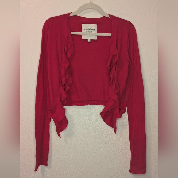 Abercrombie & Fitch Sweaters - Abercrombie & Fitch Vibrant Red Ruffled Sweater
